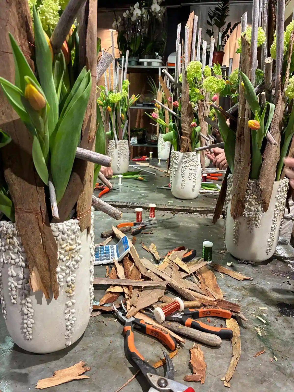 Atelier vases blancs et tulipes (2)