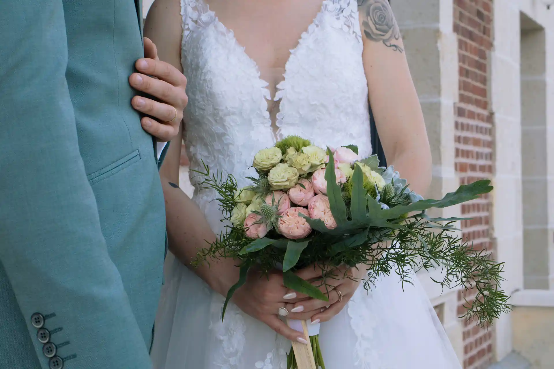 Bouquet de mariée roses et pivoines